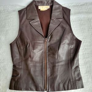Margaret Godfrey Petite Leather and Fabric Top